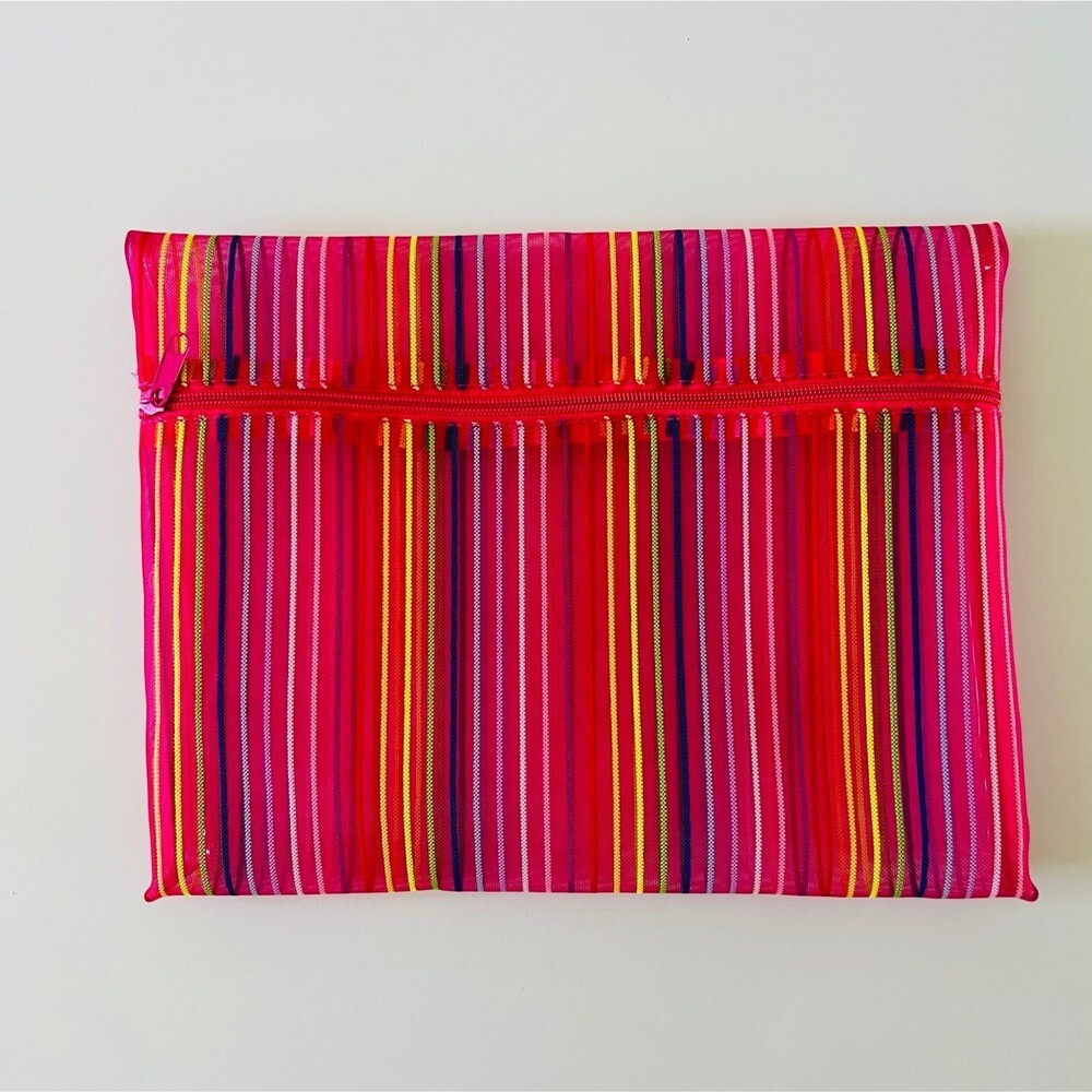 Pink Multicolor Stripe Mesh Travel Garment Bag - Set of 3 - Picture 2 of 7